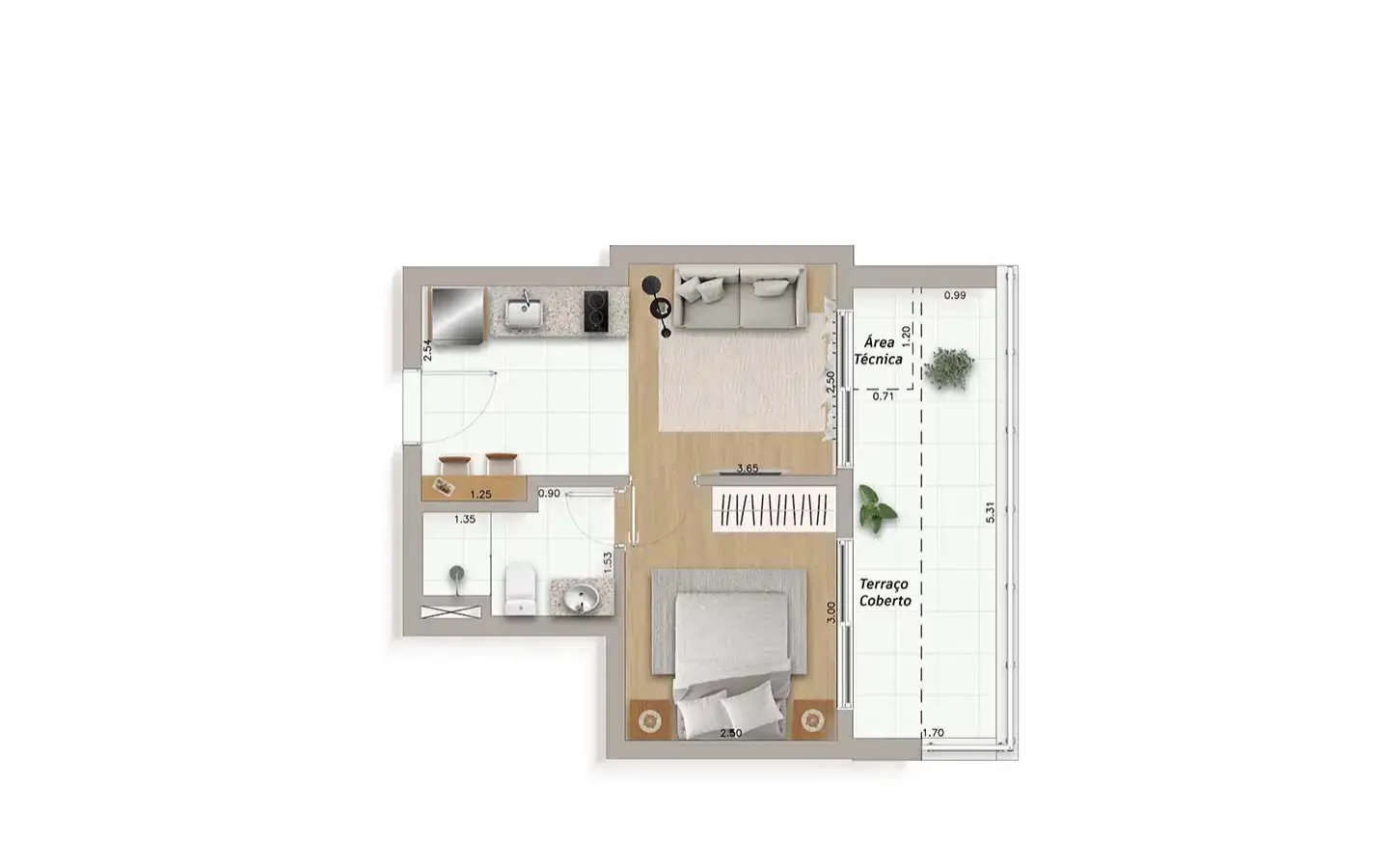 Planta do apartamento Final 4, do 18º andar, no Ateliê Vila Madalena