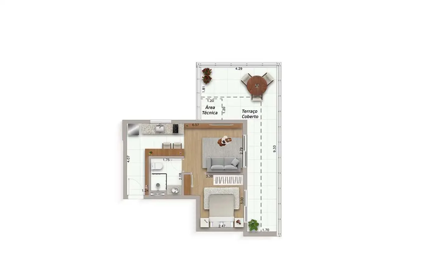 Planta do apartamento Final 5, do 18º andar, no Ateliê Vila Madalena