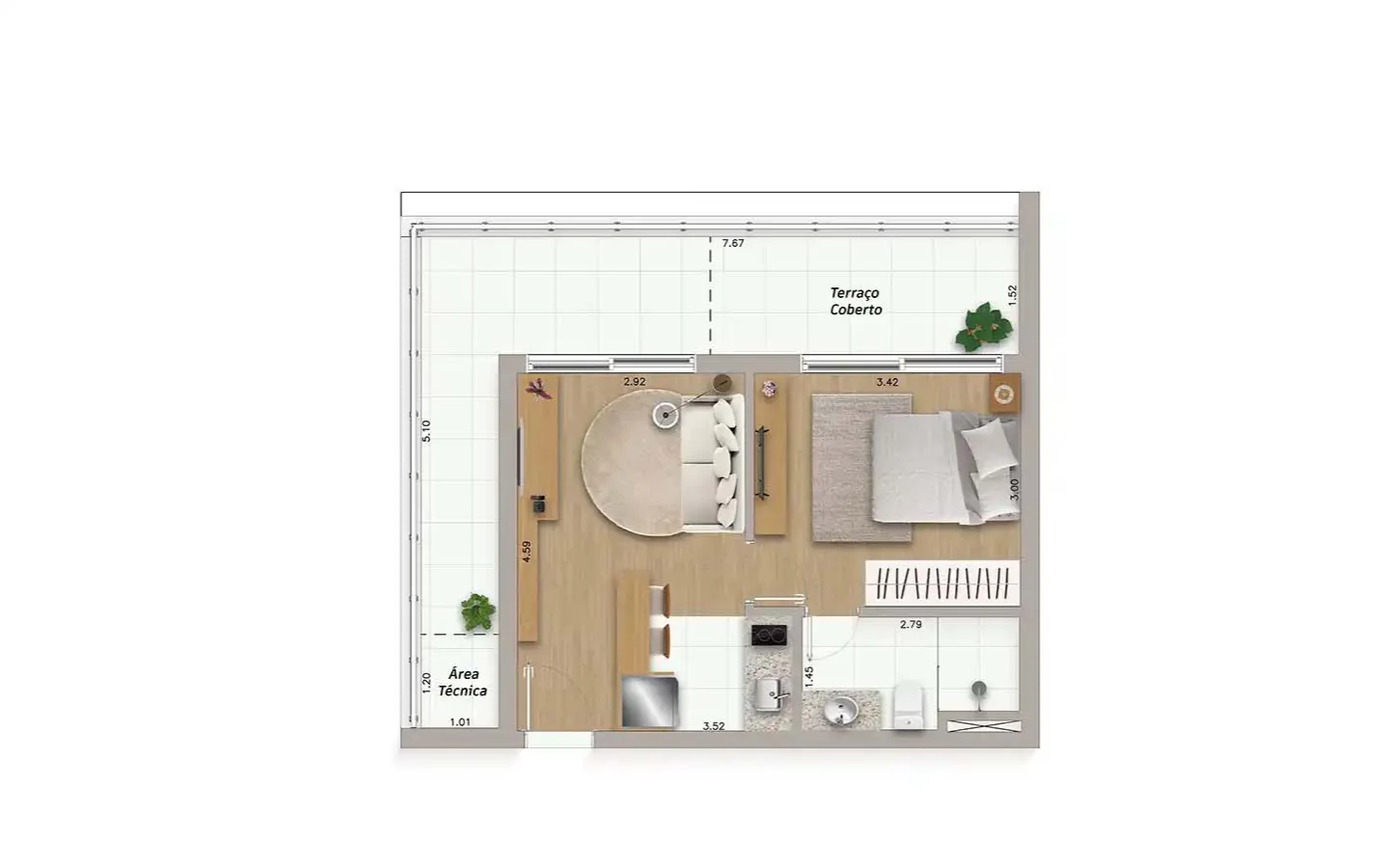 Planta do apartamento Final 6, do 18º andar, no Ateliê Vila Madalena