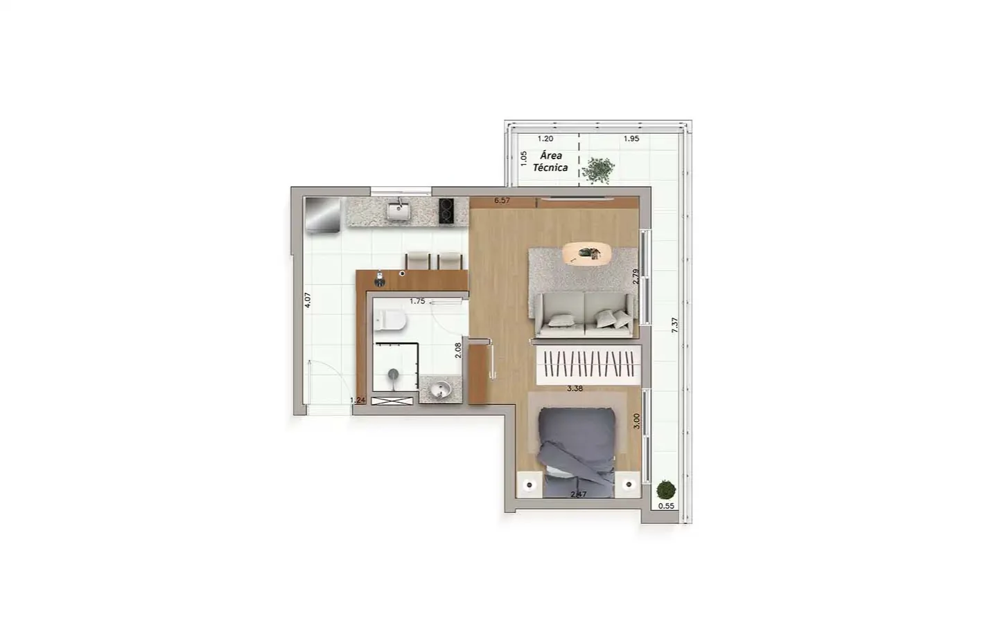 Planta do apartamento Final 5, do 19º andar, no Ateliê Vila Madalena