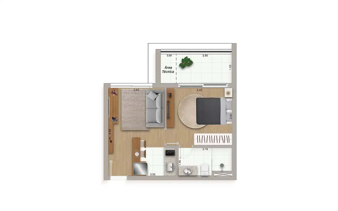 Planta do apartamento Final 6, do 19º andar, no Ateliê Vila Madalena