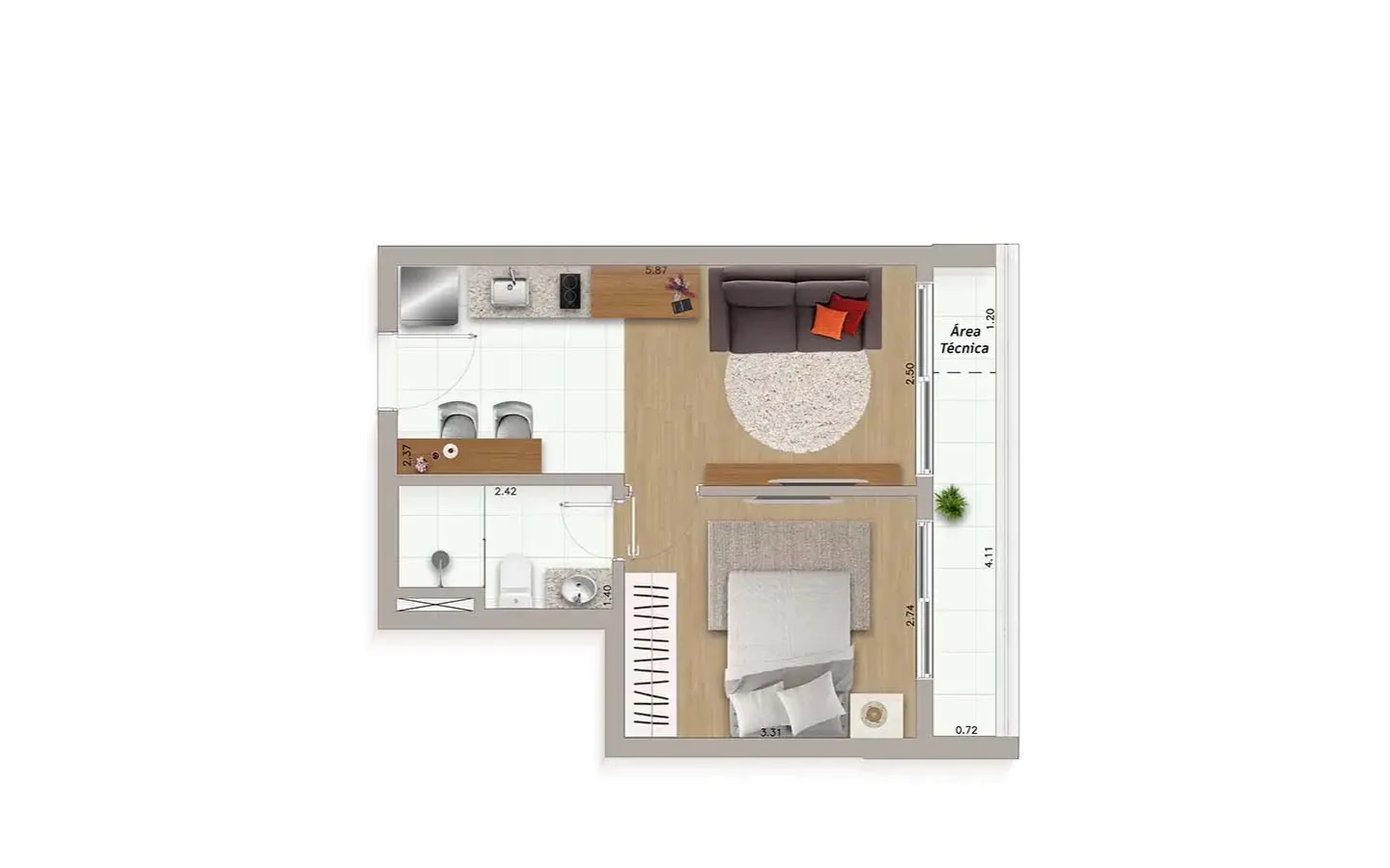 Planta do apartamento Final 4, do 5º ao 17º andar, no Ateliê Vila Madalena