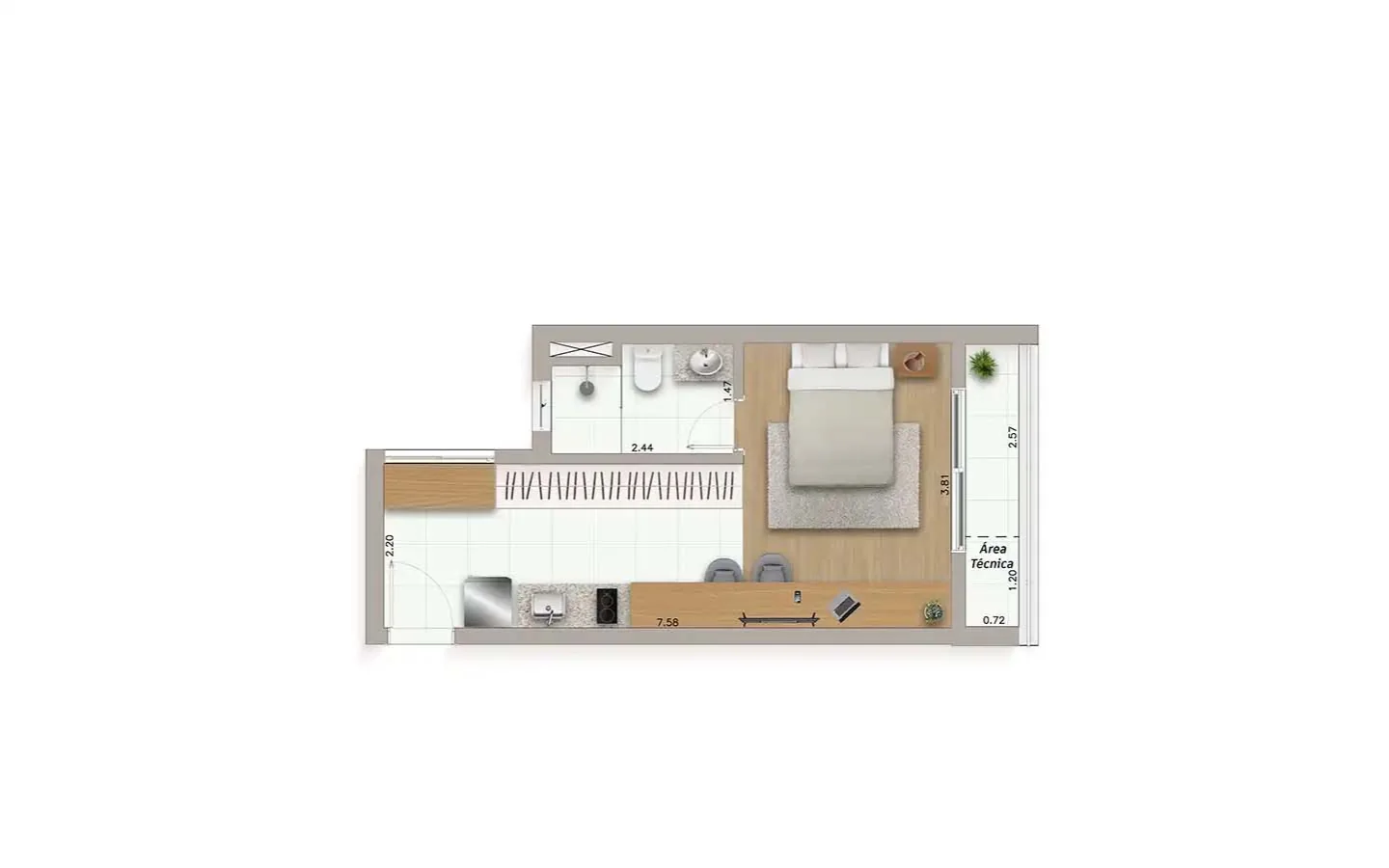 Planta do apartamento Final 6, do 5º ao 17º andar, no Ateliê Vila Madalena